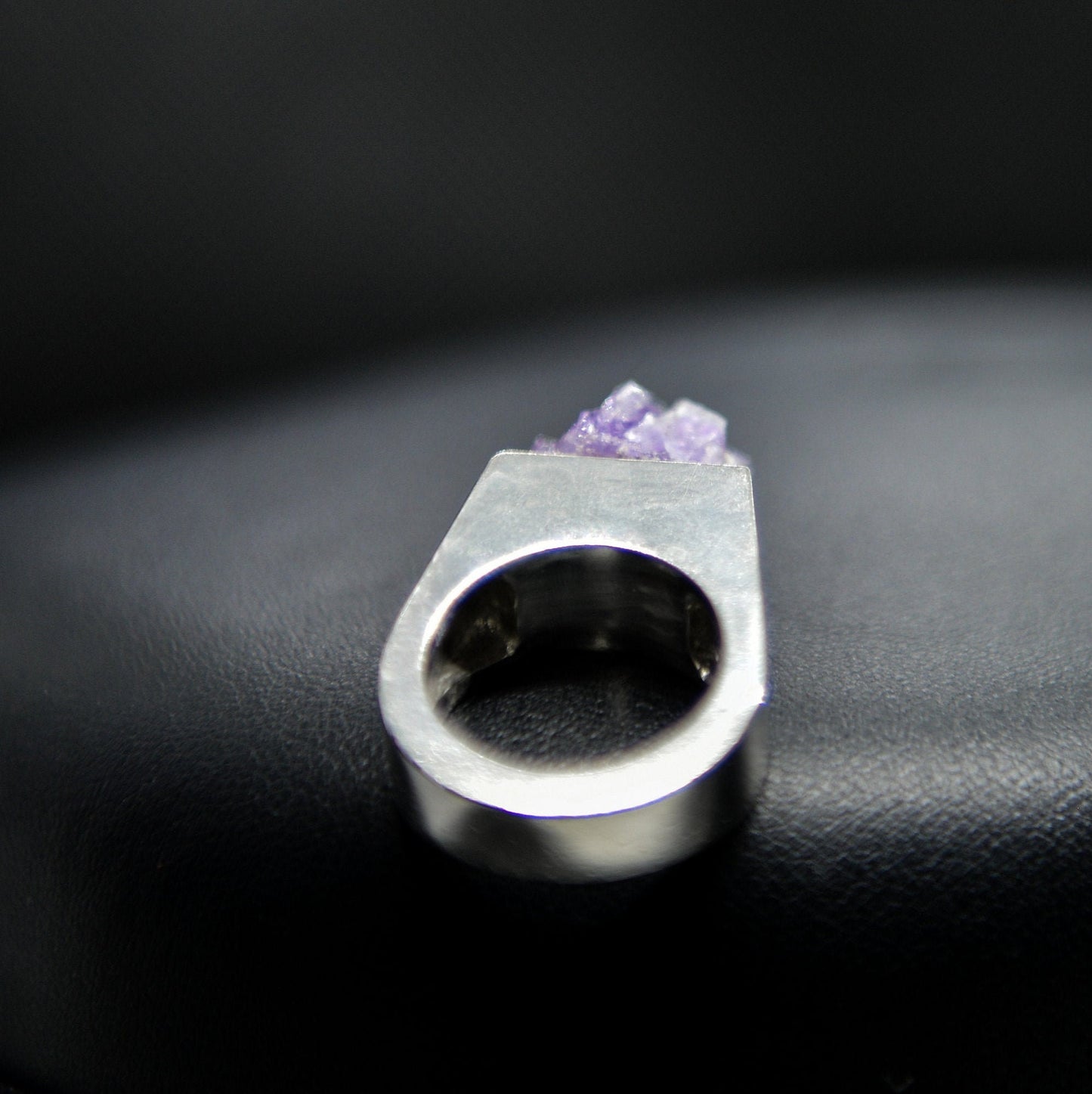 Raw Amethyst Silver Signet Ring