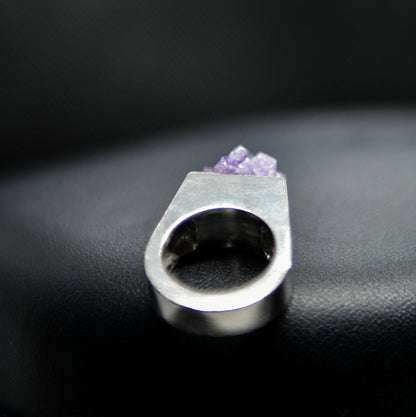 Raw Amethyst Silver Signet Ring