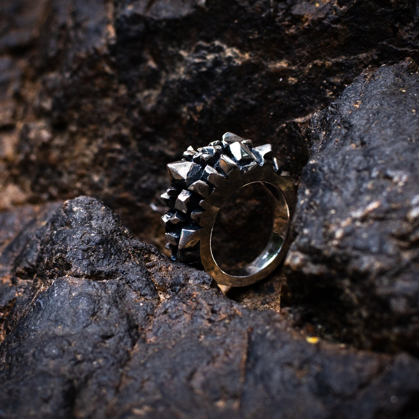 brutalist silver ring