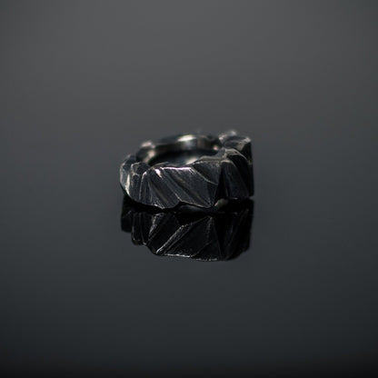 Heavy Rough Silver Ring with Topaz - Mountains