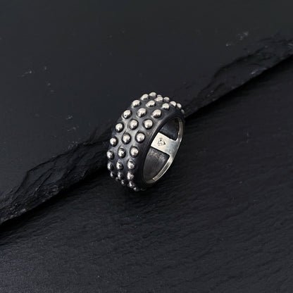 Chunky Polka Dots Silver Ring - Dotted