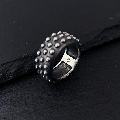 Chunky Polka Dots Silver Ring - Dotted