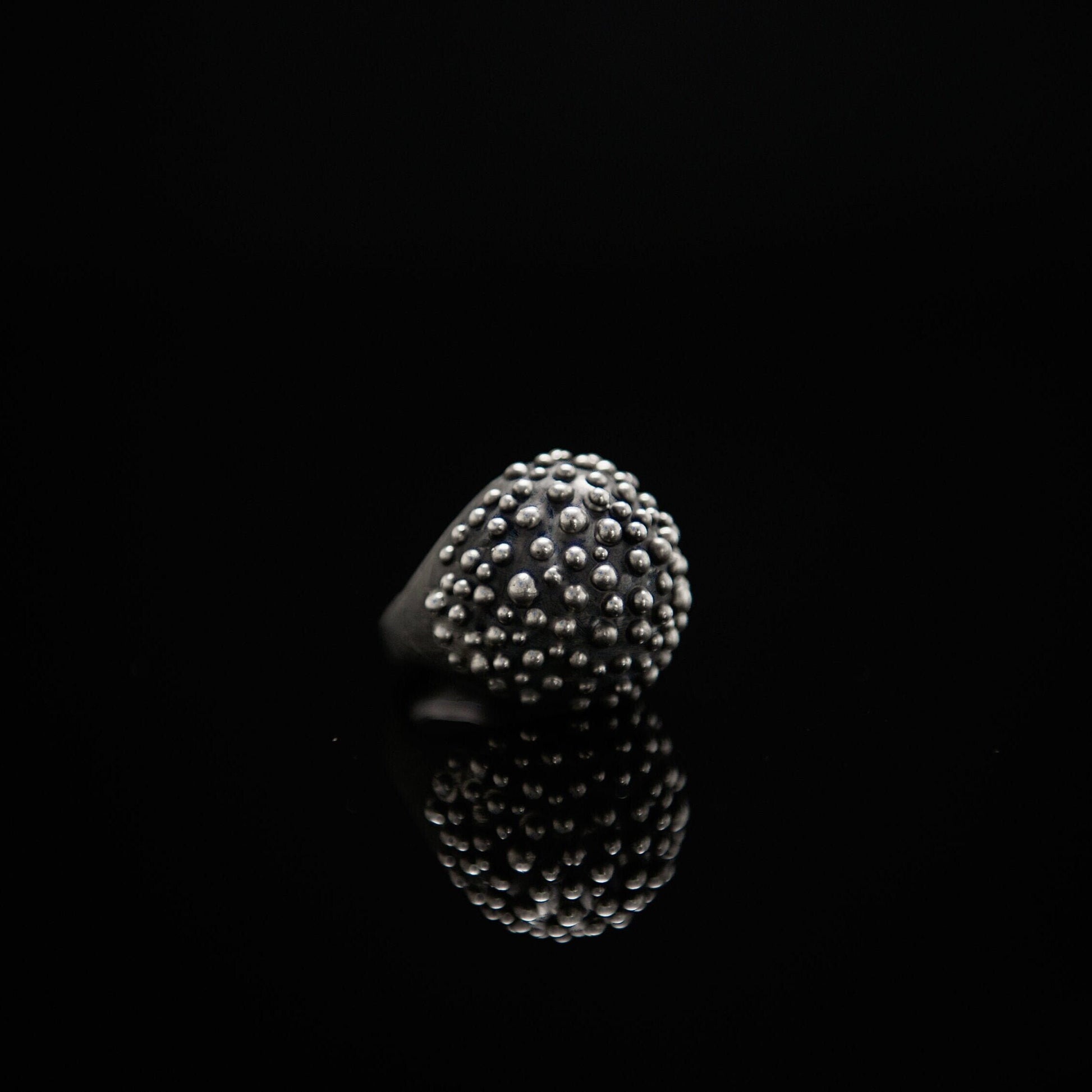 Silver dome dotted ring