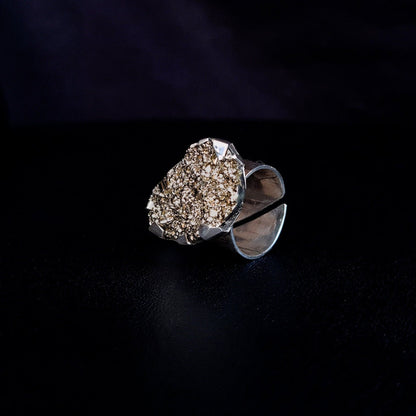 Wide Open Ring with Pyrite - Sparkle ring