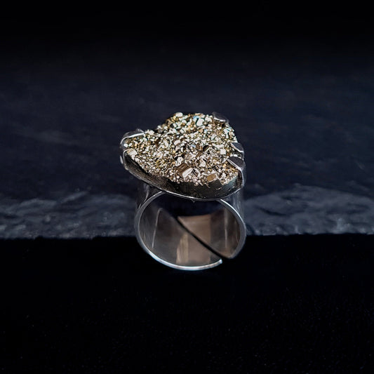 Wide Open Ring with Pyrite - Sparkle ring