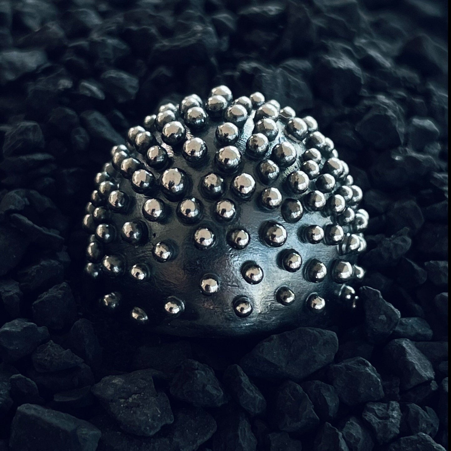 dotted dome silver ring